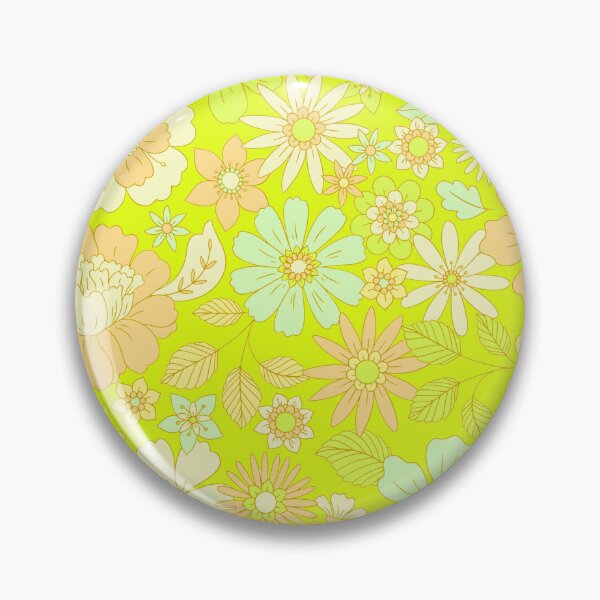 Item preview, Groovy 70s Flower Power – Retro Mod Floral Garden Pattern | Chartreuse designed and sold by Frohyou.