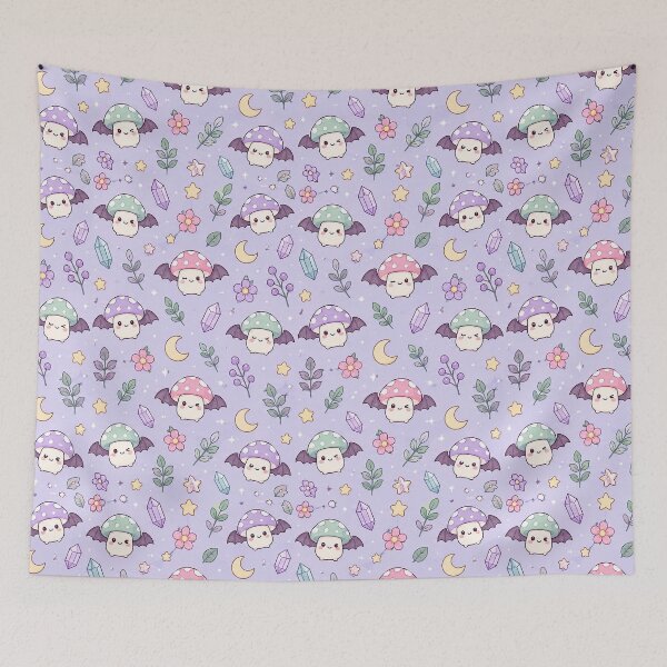 Item preview, Kawaii Bat Mushroom Pattern designed and sold by Soft Berry Studio.