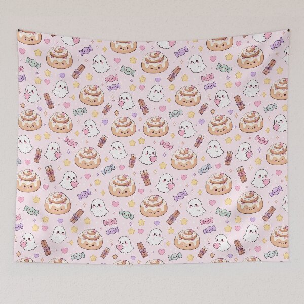 Item preview, Kawaii Ghost Cinnamon Roll Pattern designed and sold by Soft Berry Studio.