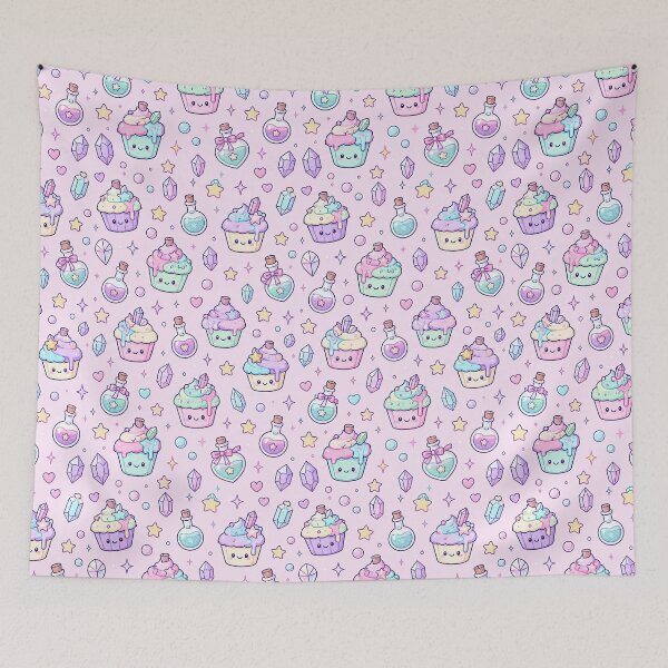 Item preview, Kawaii Magic Cupcake Potion Pattern designed and sold by Soft Berry Studio.