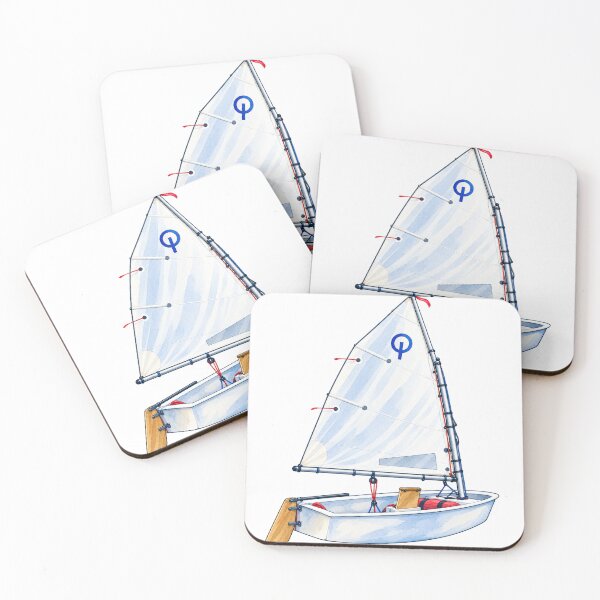 Item preview, Classic Optimist Sailing Dinghy Watercolor designed and sold by saltyhydrangea.