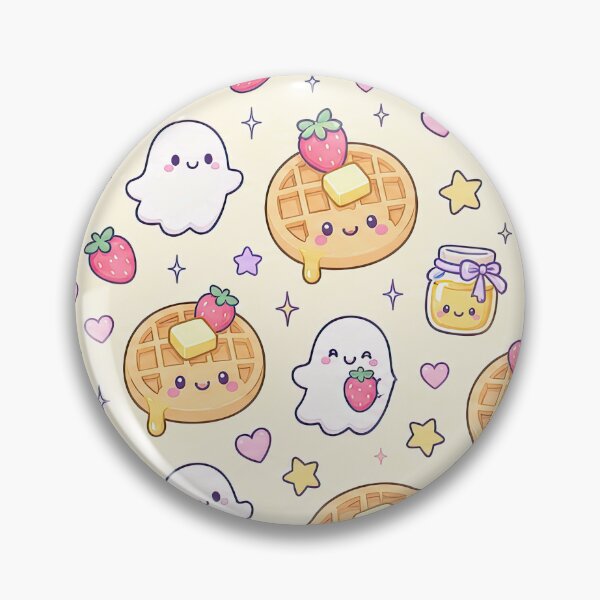Item preview, Kawaii Ghost Waffle Pattern designed and sold by Soft Berry Studio.