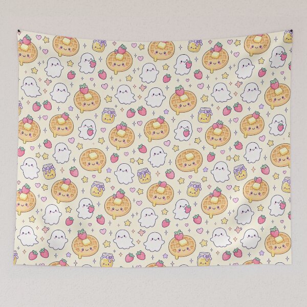 Item preview, Kawaii Ghost Waffle Pattern designed and sold by Soft Berry Studio.