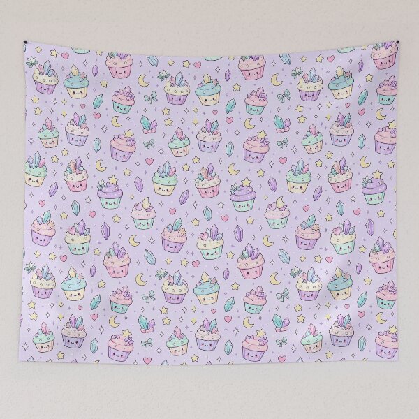 Item preview, Kawaii Crystal Cupcake Pattern designed and sold by Soft Berry Studio.