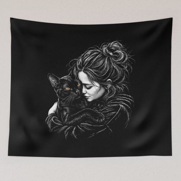 Item preview, Bombay Cat Cuddlling Girl designed and sold by gunaone-design.