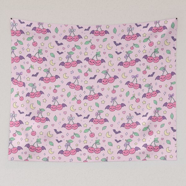 Item preview, Kawaii Bat Cherry Pattern designed and sold by Soft Berry Studio.