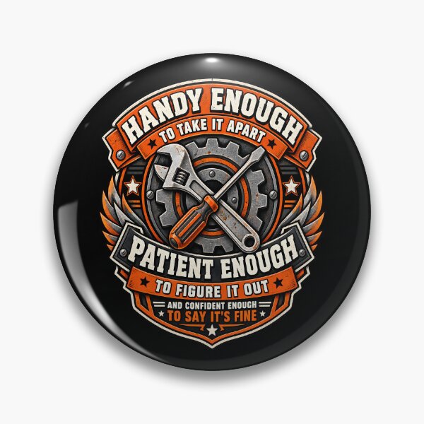 Item preview, Funny Mechanic Tool Badge Handyman Humor designed and sold by metalsnak.