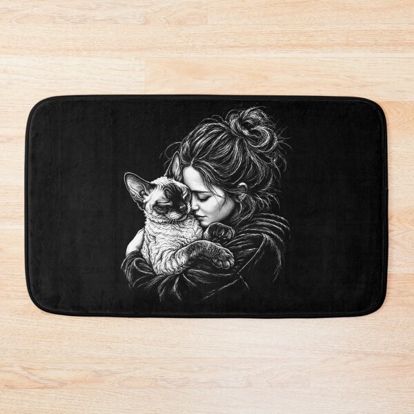 Item preview, Devon Rex Cat Cuddlling Girl  designed and sold by gunaone-design.