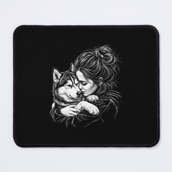 Item preview, Siberian Husky Dog Cuddling Girl Hugging Dog Lover designed and sold by gunaone-design.