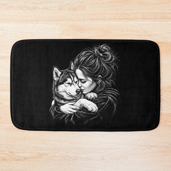 Item preview, Siberian Husky Dog Cuddling Girl Hugging Dog Lover designed and sold by gunaone-design.