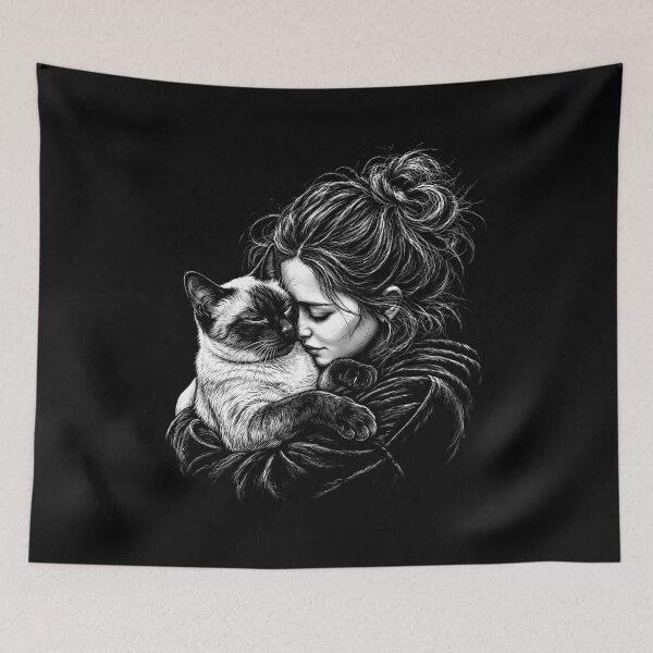 Item preview, Siamese Cat Cuddle Girl designed and sold by gunaone-design.