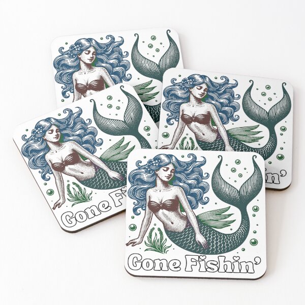 Item preview, Vintage Woodcut Mermaid Teal Blue Ocean Graphic designed and sold by AXENT Designs.