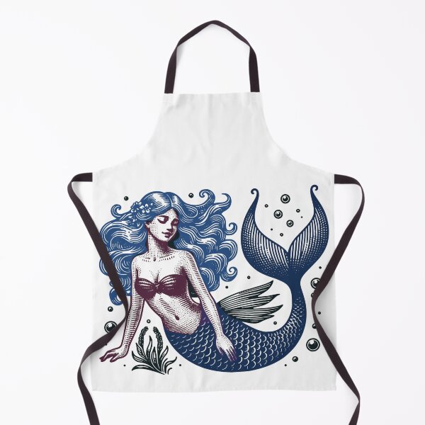 Item preview, Vintage Woodcut Mermaid Teal Blue Ocean Graphic designed and sold by AXENT Designs.