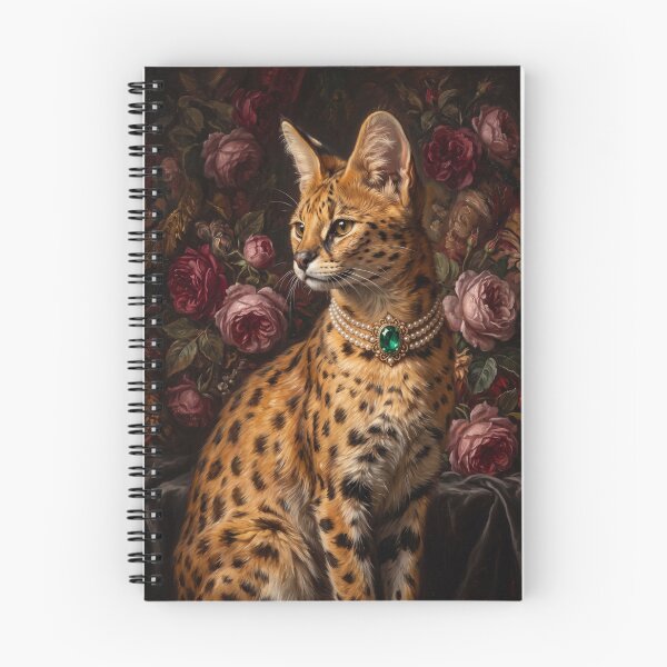 Item preview, Regal Serval Cat Portrait with Emerald Jewelry designed and sold by Real Beast Art.