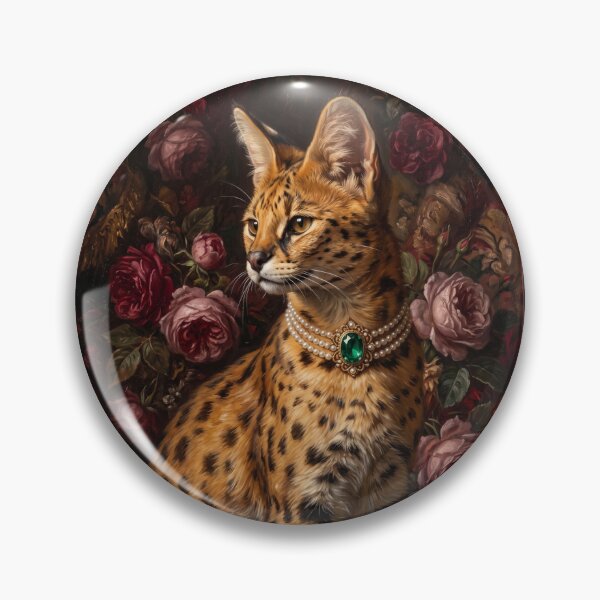 Item preview, Regal Serval Cat Portrait with Emerald Jewelry designed and sold by Real Beast Art.