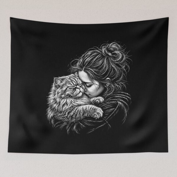 Item preview, Persian Cat Hugging Girl designed and sold by gunaone-design.