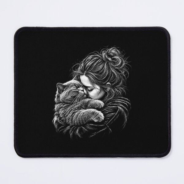 Item preview, British Shorthair Cat Hugging Woman designed and sold by gunaone-design.