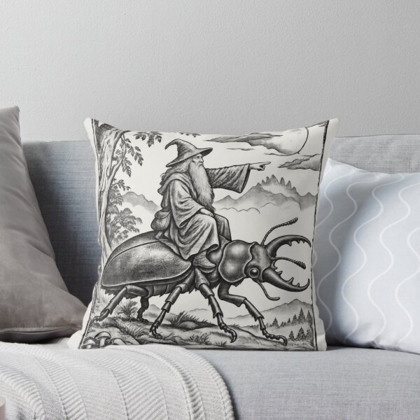 Item preview, Medieval Wizard Stag Beetle Rider, Vintage Woodcut Fantasy Art designed and sold by AmiGraph.