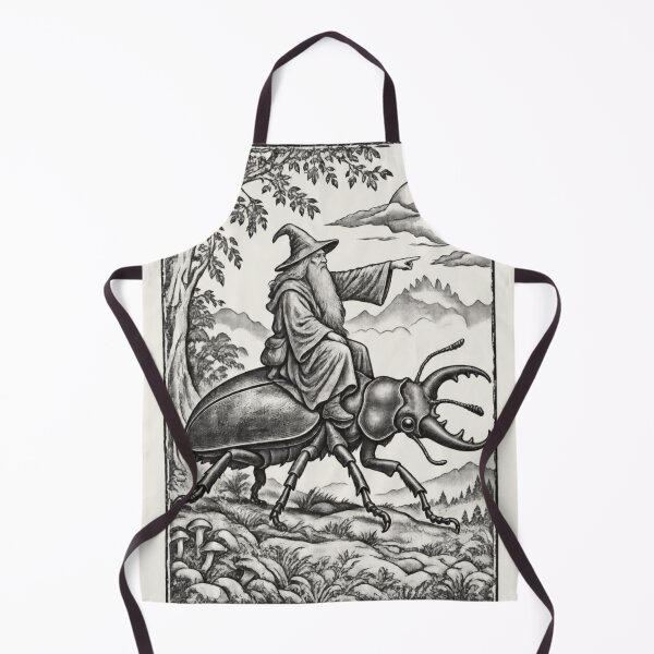Item preview, Medieval Wizard Stag Beetle Rider, Vintage Woodcut Fantasy Art designed and sold by AmiGraph.