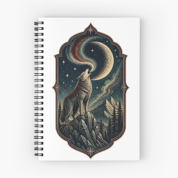 Item preview, Howling Wolf & Crescent Moon – Vintage designed and sold by KALIMOOO.