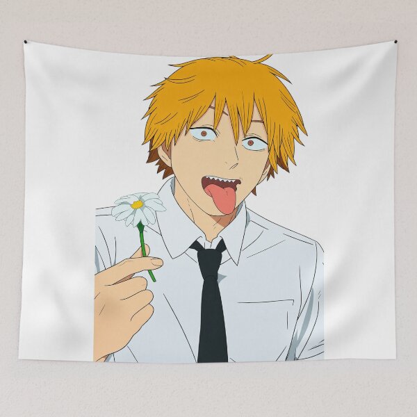 Item preview, Denji with a flower smiling designed and sold by Migi-Desu.