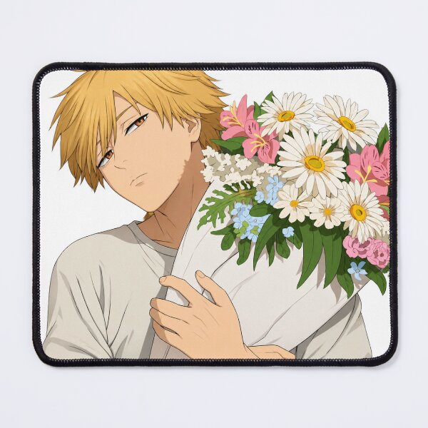 Item preview, Denji with a bouquet of flowers designed and sold by Migi-Desu.
