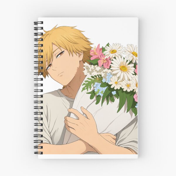 Item preview, Denji with a bouquet of flowers designed and sold by Migi-Desu.