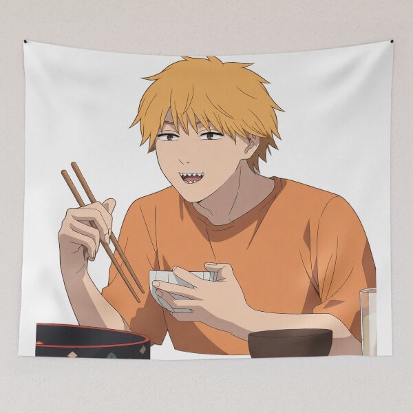 Item preview, Denji eating designed and sold by Migi-Desu.