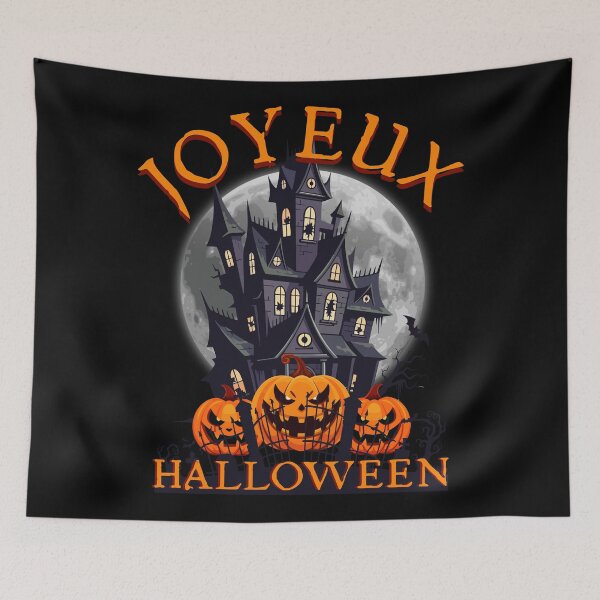 Item preview, Happy Halloween Haunted Mansion and Pumpkins designed and sold by bonnes-fetes.