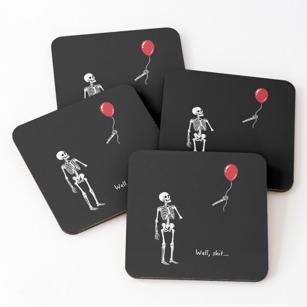 Item preview, Skeleton with Red Balloon — Dark Funny Halloween Quote Art designed and sold by Krasnovaovaova.