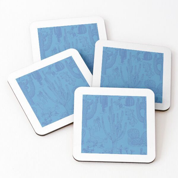 Item preview, Western Cactoile with Cowgirls in Tonal Berry Blue designed and sold by YesterdayColl.