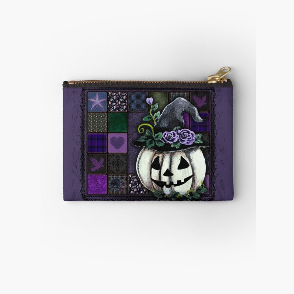 Item preview, Gothic Patchwork White Pumpkin – Witchy Autumn Quilt Art designed and sold by ArtistsAtticWI.