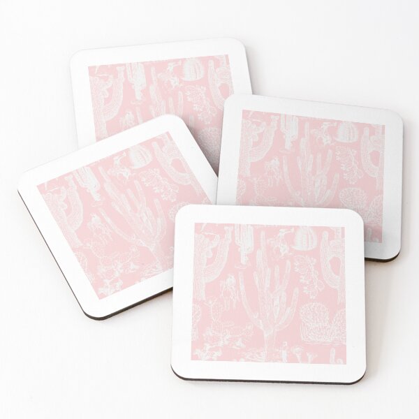 Item preview, Western Cactoile with Cowgirls in Light Dogwood Pink + White designed and sold by YesterdayColl.