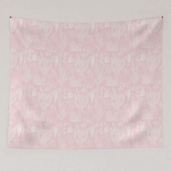 Item preview, Western Cactoile with Cowgirls in Light Dogwood Pink + White designed and sold by YesterdayColl.