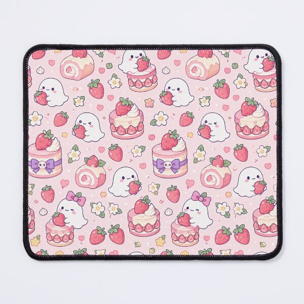 Item preview, Kawaii Ghost Strawberry Cake Pattern designed and sold by Soft Berry Studio.