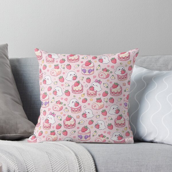 Item preview, Kawaii Ghost Strawberry Cake Pattern designed and sold by Soft Berry Studio.