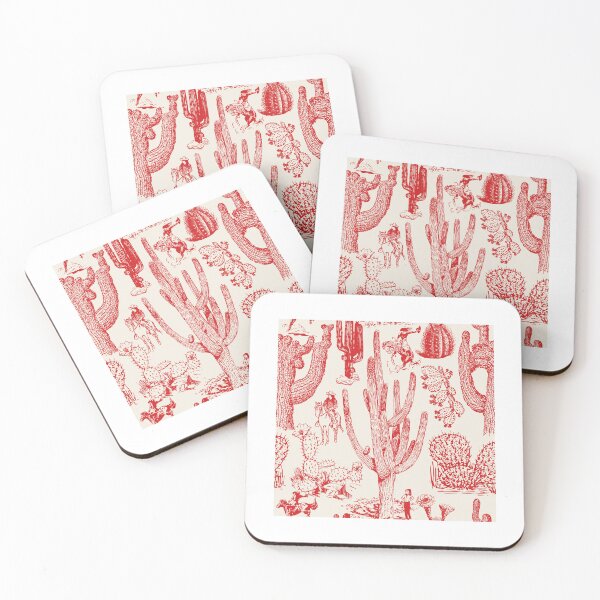 Item preview, Western Cactoile with Cowgirls in Cream + Holiday Red designed and sold by YesterdayColl.