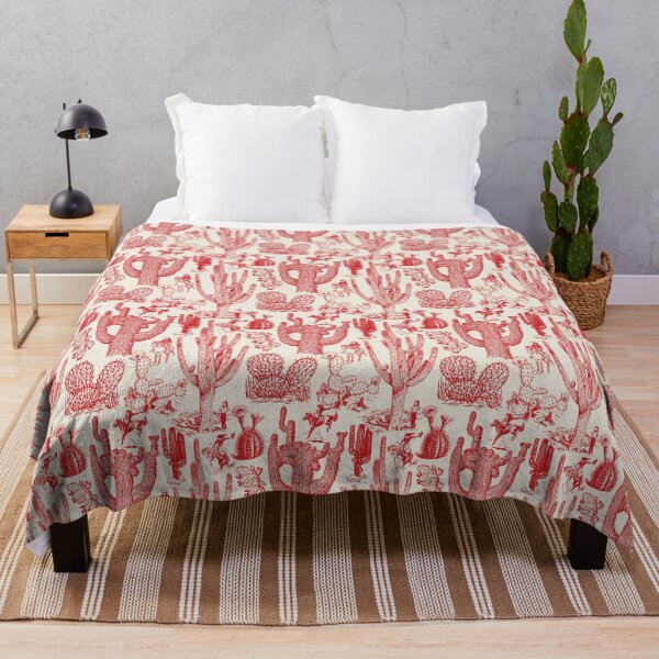 Item preview, Western Cactoile with Cowgirls in Cream + Holiday Red designed and sold by YesterdayColl.
