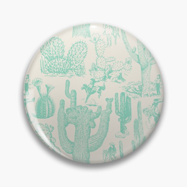 Item preview, Western Cactoile with Cowgirls in Oat White + Mint designed and sold by YesterdayColl.