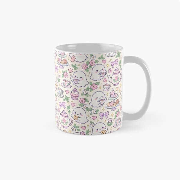 Item preview, Kawaii Ghost Tea Party Pattern designed and sold by Soft Berry Studio.