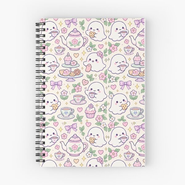 Item preview, Kawaii Ghost Tea Party Pattern designed and sold by Soft Berry Studio.