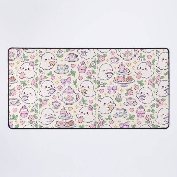 Item preview, Kawaii Ghost Tea Party Pattern designed and sold by Soft Berry Studio.
