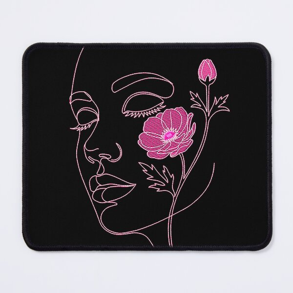 Item preview, Pink Female Face With Flowers Line Art Drawing designed and sold by DEC02.