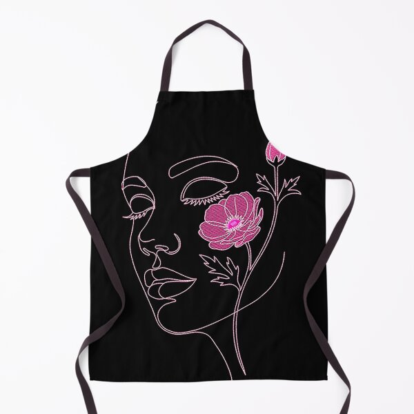 Item preview, Pink Female Face With Flowers Line Art Drawing designed and sold by DEC02.