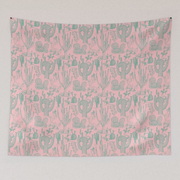 Item preview, Western Cactoile with Cowgirls in Desert Rose + Catcus Green designed and sold by YesterdayColl.
