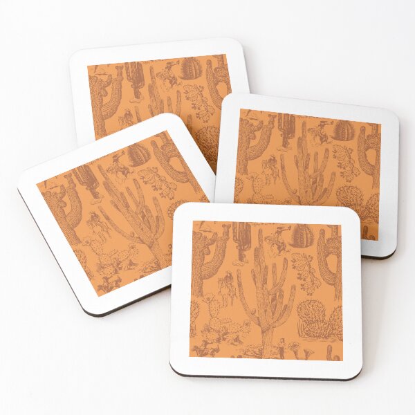 Item preview, Western Cactoile with Cowgirls in Saffron Sunset designed and sold by YesterdayColl.