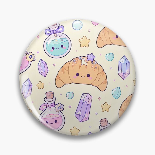Item preview, Kawaii Potion Croissant Pattern designed and sold by Soft Berry Studio.