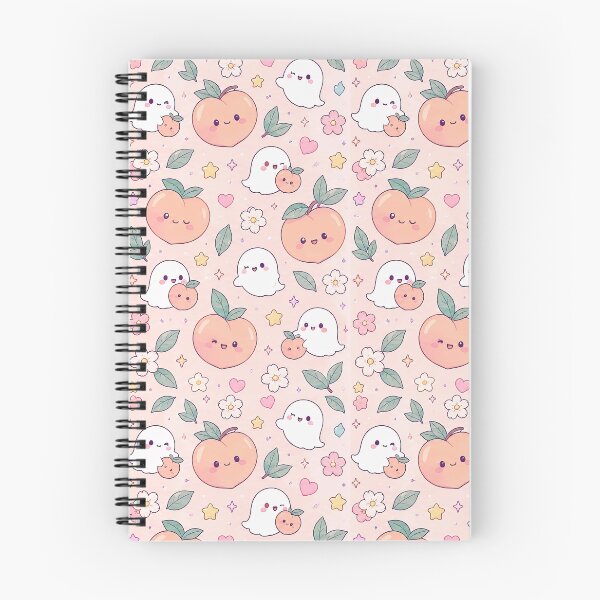 Item preview, Kawaii Ghost Peach Pattern designed and sold by Soft Berry Studio.