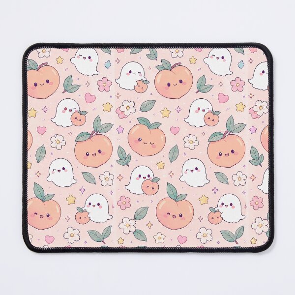 Item preview, Kawaii Ghost Peach Pattern designed and sold by Soft Berry Studio.