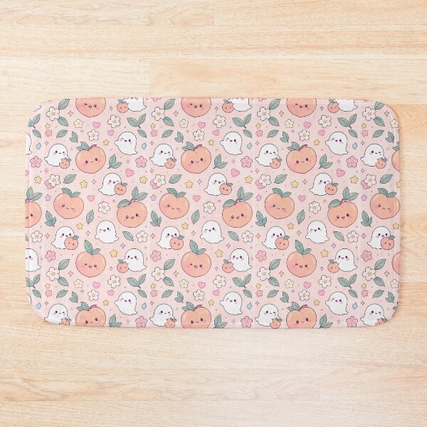 Item preview, Kawaii Ghost Peach Pattern designed and sold by Soft Berry Studio.
